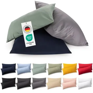 Blumtal Kissenbezug 50x70 cm (2er Set Kissenbezüge) - Gelb - 100% Baumwoll-Jersey, Oeko-Tex Zertifiziert, Kissenbezüge 50x70 - Jersey Kissenhülle für Deko-Kissen 50x70 mit Reißverschluss