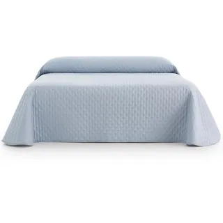 Sanelitex Wende-Tagesdecke für Betten mit 80/90 / 180 x 270 cm, extra weich, hellblau, 100% Made in Spain mit Füllung 90 g/m2