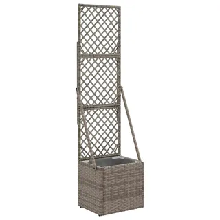 Gartenpflanzer mit Gitter Grau 35 x 30 x 135 cm Poly-Rattan - Grau