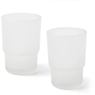 Joeji's Kitchen Joejis Zahnbürstenhalter Wand Ersatz Zahnbürstenbecher aus Milchglas 2er Set - Hygienischer Zahnputzbecher Glas für Zahnputzbecherhalter ohne Bohren sowie Becher und Zahnpastahalter