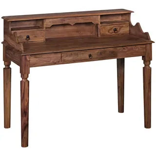 Mid.you Schreibtisch , Sheeshamfarben , Metall , Sheesham , massiv , 3 Schubladen , rechteckig , eckig , 60x100x115 cm , Stauraum , Holzmöbel, Holztische, Schreibtische Holz, Schreibtische Holz