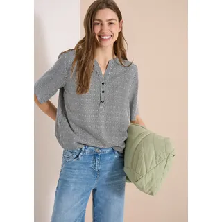 Kurzarmbluse CECIL, Damen, Gr. M (40), palm breeze grün, Web, Obermaterial: 100% Viskose, gestreift, lässig geschnitten hüftbedeckend, Rundhals, abgesteppte Kante, Blusen Kurzarmbluse, Sommerbluse mit Split Neck und Streifen