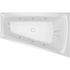 RIHO Still Smart Eck-Badewanne, mit Riho Fall, mit Flow-System, Einbau, 170x110x50cm, mit Ab-/Überlaufgarnitur, 240 Liter, 2-Sitzer, weiß, B10, Ausführung: Version rechts, Kopfkissen+Licht links