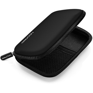 deleyCON Festplattentasche Festplatten Case HDD Case - für 2,5 Zoll Festplatten und SSD - Robust & Stoßsicher - 2 Innenfächer Netztaschen - Schwarz