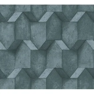 A.S. Création Vliestapete Betonoptik Blau Türkis