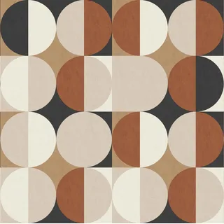 Rasch Tapete 363975 - Fototapete auf Vlies mit Kreismuster in Beige, Schwarz, Rot und Creme aus der Kollektion Magicwalls - 2,65 m x 2,65 m (LxB)
