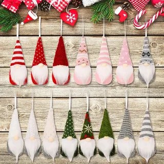 KAHEIGN 15Pcs Weihnachten Deko Wichtel, Hängende Weihnachtswichtel Schwedische Weihnachtsmann Skandinavische Wichtel Figuren Weihnachtselfen DIY Tomte Puppen Ornamente für Weihnachtsdeko