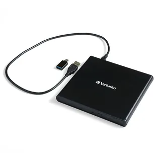 Verbatim Externer Slimline CD/DVD-Brenner, mobiles externes Laufwerk zum Brennen, schnelle Datensicherung, mit Nero Burn & Archive, 98938