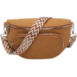 Neusky Damen Brusttasche aus Öko-Kordstoff – Großzügiges Fassungsvermögen, Schlichtes Modernes Design | Umweltfreundliche Crossbody Bag für Alltag & Reise (Kaffee)