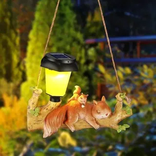 Sitzender Schildkröte mit Sonnenschirm Solar Gartenfigur | Außen Gartendekoration mit Kerbsteinlicht - IP65 wasserdicht rustikales Rasengartengemälde