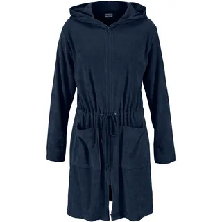 Damenbademantel OTTO HOME "Nela, ideal für Sauna & Spa, Hotelbademantel, Morgenmantel" Gr. XXXL, blau (marine), L:95cm, Leichtfrottee, Hausmäntel, Damenbademantel, einfarbig, kurz, mit Kordelzug & Taschen, XS-3XL, Topseller