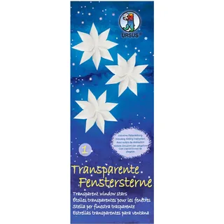 Ursus 15600001 - Transparente Fenstersterne, weiß, 80 Blatt, ca. 6 x 16 cm, 115 g/qm, inklusive Bastelanleitung, ideal zum Basteln mit Kindern