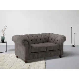 Home Affaire Chesterfield-Sofa »Chesterfield 2-Sitzer B/T/H: 150/89/74 cm«, mit hochwertiger Knopfheftung, auch in Leder braun