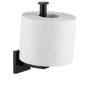 FACKELMANN Toilettenpapier Bevorrater NEW YORK/Halterung für Klopapierrollen/Maße (B x H x T): ca. 5 x 16 x 7 cm/Accessoire fürs Badezimmer & WC/kubisches Industriedesign/Farbe: Schwarz