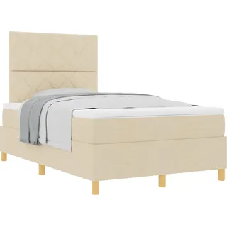 Boxspringbett mit Matratze Creme 120 x 200 cm Stoff - Creme
