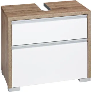Waschbeckenunterschrank SCHILDMEYER "Bello, Waschbeckenunterschrank, Made in Germany, B: 67cm", weiß (wildeichefarben, weiß glanz), B:67cm H:57cm T:33cm, Holzwerkstoff, Schränke, Waschbeckenunterschrank, Solide Verarbeitung - Dieses Produkt ist in Deutschland gefertigt