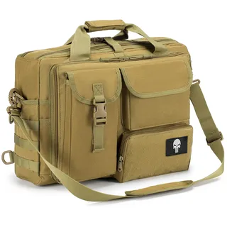 BAGZY Multifunktional Taktische Tasche Arbeitstasche Herren Militär Umhängetasche 14/15,6/19 Zoll Laptoptasche Pilotentasche Bundeswehr Aktentasche Kamera (Khaki Original 15.6/17,3 Zoll)