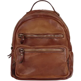 Cityrucksack CLUTY, Damen, Gr. B/H/T: 27cm x 24cm x 6cm, onesize, braun (cognac), Leder, Rindsleder, unifarben, Rucksäcke Cityrucksack, echt Leder, Made in Italy