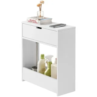 SoBuy Nischenregal Weiß - Holzwerkstoff, 20x60x55 cm, Badezimmer,