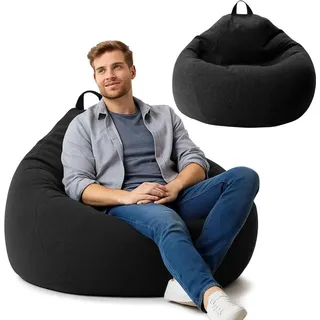 Sitzsack mit EPS-Perlen Füllung Puff Relax-Sessel Sitzkissen Bodenkissen Bean Bag 120x120x60 Schwarz 350L - Schwarz