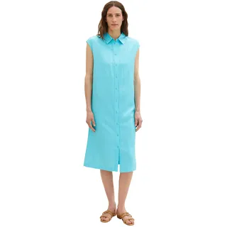 TOM TAILOR Damen 1036664 Leinen Blusenkleid ohne Arm, 26007-Teal Radiance, 40