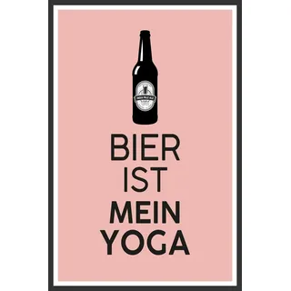 queence Metallbild »Bier Yoga«, Sprüche-Schriftzug-Sprüche-Sprüche & Texte-Getränke, (1 St.), Stahlschild, Blechschild, Sprüche, Texte, witzig, Bier, schwarz