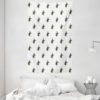 ABAKUHAUS ägyptisch Wandteppich und Tagesdecke, Jackal Kopf Timeless Formular aus Weiches Mikrofaser Stoff Waschbar ohne Verblassen Digitaldruck, 140 x 230 cm, Gelb Schwarz und Grau - Gelb