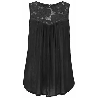 Buffalo Crepebluse mit Spitzeneinsatz, Blusentop, Boho-Style, schwarz,