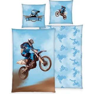 Motocross Bettwäsche Set 2tlg. 135x200 cm 100% Microfaser