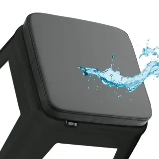 BUYUE Enhanced Anti-Rutsch Magnetic Barhocker Kissen 1 Stück, Luxus PU-Leder wasserdicht kleine Sitzkissen für Café Bistro stapelbar Metallhocker (Quadrat, dunkelgrau, 1)