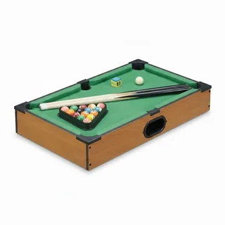 Relaxdays Tischbillard, Billardtisch in Holz-Optik, mit 2 Queues, Kugeln, Dreieck und Kreide, B x T: 51 x 31 cm, grün