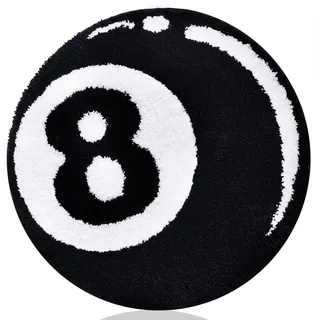 JynxtoyZeal Billard Teppich Kinderzimmer,Billard Teppich,Rund Tischball Schwarz 8 Teppi-Che,Tischball Anti-Cashmere ﻿Teppiche, Kinderzimmer Stuhl ﻿Teppiche Badematte (60 x 60 cm)