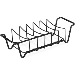 Relaxdays Rippchenhalter , Schwarz , Metall , 44.5x11.5x18.5 cm , Grills, Grillzubehör