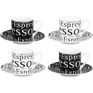 tea4chill Könitz Espresso Tassen Set Writing. Kaffeetassen mit je 65ml aus Porzellan. Espressotassen modern, schwarz - Bunt