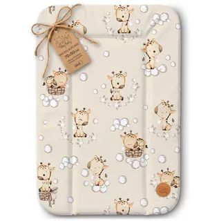 Wickelauflage Wickelunterlage abwaschbar und wasserdicht 70x50 cm - Wickelmatte zum Auflegen auf Wickeltisch Wickelaufsatz Wickelkommode oder Waschmaschine Oeko-Tex70 x 50 Giraffen