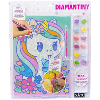 DIAMANTINY Design Art Kawaii Einhorn mit Blumen, mehrfarbig, 90018