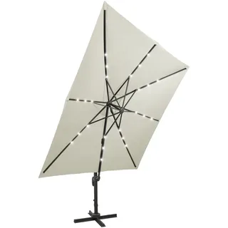 vidaXL Ampelschirm mit LED-Beleuchtung 300 cm Sandweiß - Beige