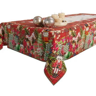 Petti - Weihnachtstischdecke Tischdecke 140 x 450 cm, rechteckig, schmutzabweisend & fleckenabweisend, Pflegeleichte Mikrofaser mit Motiv Spielzeugsoldaten, ideal für Advent & Weihnachten