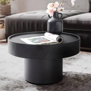 FineBuy Couchtisch 60x60x36 cm Metall Schwarz Sofatisch Rund Wohnzimmertisch in Pilz-Form Kaffeetisch Eisen Kleiner Tisch Beistelltisch Wohnzimmer - Schwarz