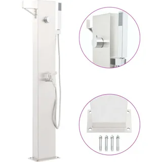 Gartendusche mit Wasserhahn 110 cm Edelstahl - Silber