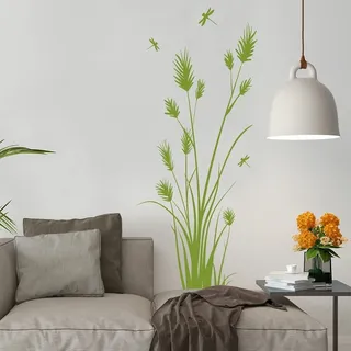 tjapalo® v163 Wandtattoo Schilf Strauch Dekoration Wandaufkleber Wandtattoo Wohnzimmer pflanzen Wandtattoo pflanzen und Gräser Wohnzimmer deko wand, Farbe: braun (kaffee), Größe: H120XB48cm