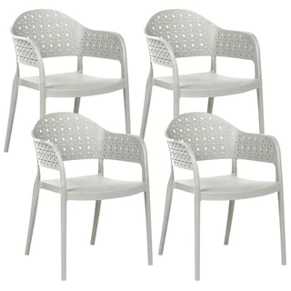 BELIANI Gartenstuhl 4er Set Hellgrün Kunststoff Stapelbar Lochmuster mit Armlehnen Modern Outdoor Balkon Terrasse Garten Kunststoffstuhl Plastikstuhl - Grün