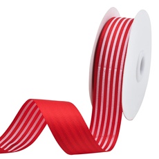 WANDIC Rot-weiß gestreiftes Band, 22 Meter Süßigkeiten-gestreiftes Ripsband, Weihnachts-Stoffstreifen für Geschenkverpackung, DIY, Haarbasteln, Hochzeit, Party, Dekoration