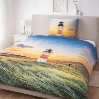 Bettwäsche aus Microfaser und brillantem Fotodruck | Reißverschluss | | 2-teilig ca. 135 x 200 cm + ca. 80 x 80 cm (Leuchtturm)