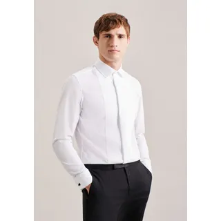 Smokinghemd SEIDENSTICKER "Schwarze Rose", Herren, Gr. L (42), normale Ärmellängen, weiß, 100% Baumwolle, unifarben, tailored fit, Doppelmanschette, Hemden Smokinghemd, Gala Uni
