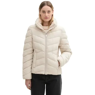TOM TAILOR Damen Puffer Winterjacke mit Kunstfell am Kragen, 12365 - Dusty Beige, XXXL
