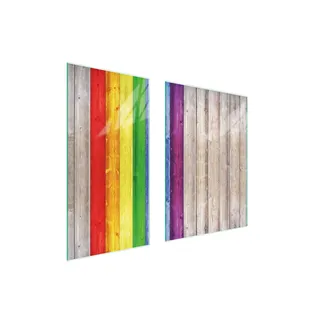 Herdabdeckplatten 2 teilig 75x52 Glaskeramikkochfeld Abdeckung Glas Schneidebrett Holz Bunt