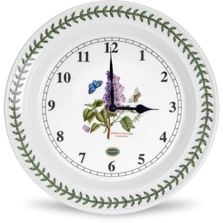 Portmeirion Botanic Garden Wanduhr, 26,7 cm, fliederfarbenes Gartenmotiv, feines Steingut, splitterfeste Glasur, ideal als Raum- und Küchendekoration