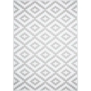 Tapiso Teppich IBIZA Outdoor Weiß Grau Picknick Garten 150 x 240 cm - Grau