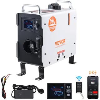 Vevor 2 kW Dieselheizung 12 V/24 V All in One Diesel-Luftheizung, mit Bluetooth-App-Steuerung & Fernbedienung & Anzeigebildschirm & CO-Alarm, schnell aufheizende tragbare vertikale Dieselheizung